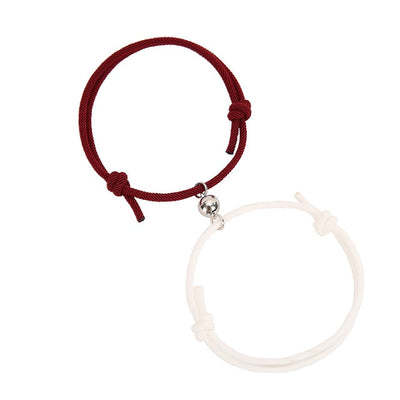 Bracelet Duo Couple Acier Magnétique Bordeau Blanc - Matchingmood