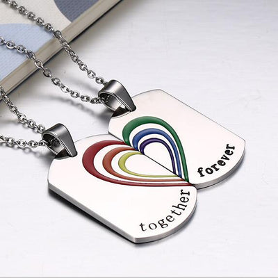 Collier Couple Arc en Ciel Médailles Militaires - MatchingMood