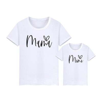 T Shirt Mere Fille Mama Mini Blanc