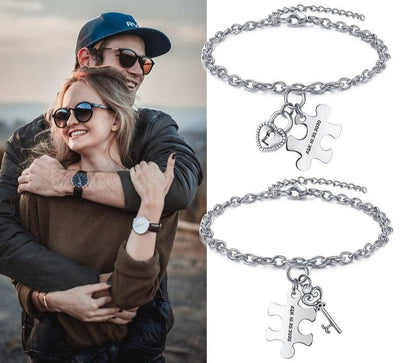Bracelet Puzzle Couple Cœur à Personnaliser - Matchingmood