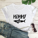T shirt Couple Mommy Shark Blanc - MatchingMood