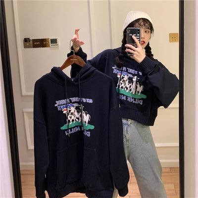 Sweat à Capuche Pour Couple Bleu Marine