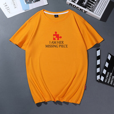 T-Shirt Couple I'm Her Missing Piece Orange - MatchingMood