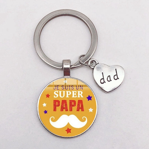 Porte Clé Père Fils Super Papa Coeur