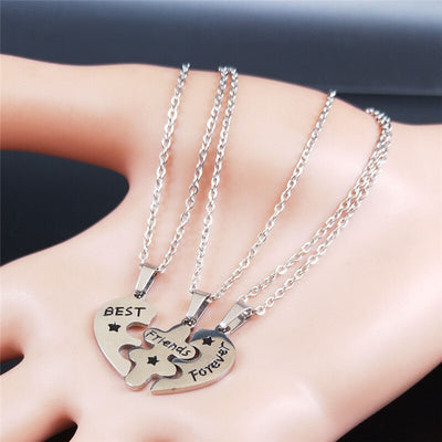 Collier d'Amitié Pour 3 En Coeur Séparable