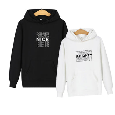 Sweat Couple Nice Naughty Blanc et noir