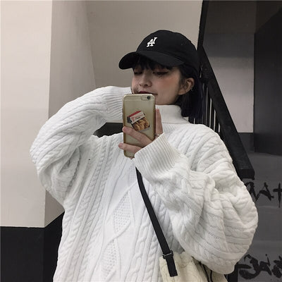 Pull Col Roulé Homme Femme blanc