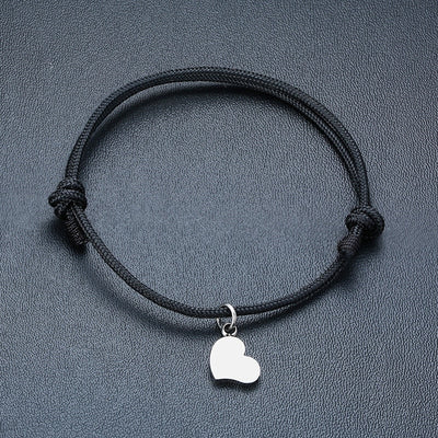 Bracelet d'Amitié Cordon Coeur Noir - MatchingMood