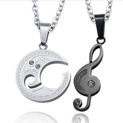 Collier Couple Clé de Sol Noir - MatchingMood