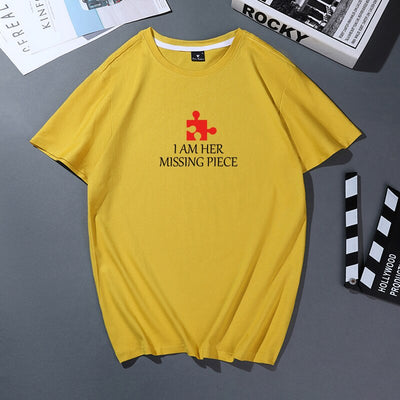 T-Shirt Couple I'm Her Missing Piece Jaune - MatchingMood