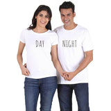 T Shirt Day and Night pour Couple Blanc - MatchingMood
