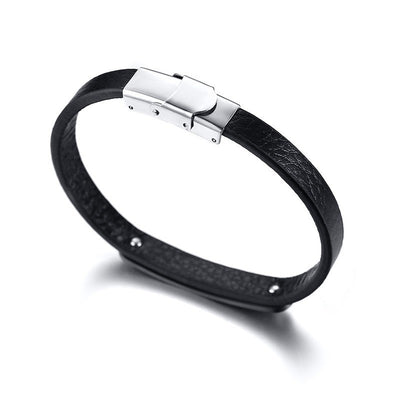 Bracelet Couple Gourmette Homme Cuir Fermoir Clip - MatchingMood