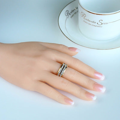 bague de promesse couple - Double rangée de zirconium - MatchingMood