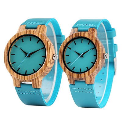 Montre Bracelet en Cuir Bleu pour couple - MatchingMood