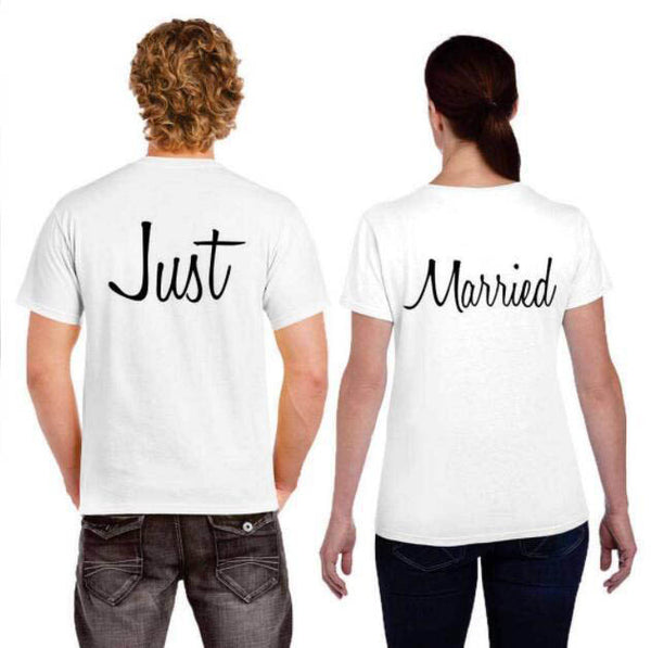 T Shirt Just Married Pour Couple
