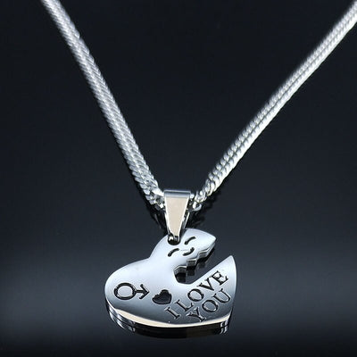 Collier Couple Clé de Mon Coeur Argent