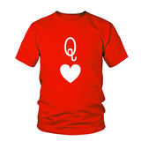 T-Shirt Couple Roi et Reine de Coeur Rouge - Reine Coeur Blanc - MatchingMood