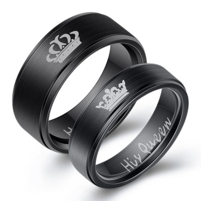 Bague Couple Couronne Noire