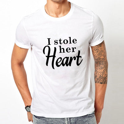 T-Shirt Couple Big Thief - I Stole Her Heart Blanc - MatchingMood