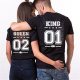 T Shirt King Queen Couple Noir - MatchingMood
