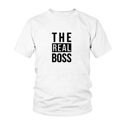 Tee Shirt c'est Moi le vrai Boss pour Couple Blanc