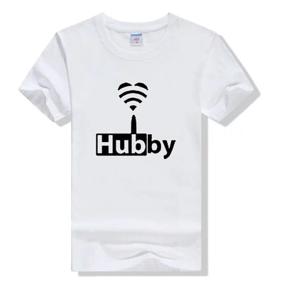 T-Shirt Couple Wifi - Hubby Blanc - MatchingMood