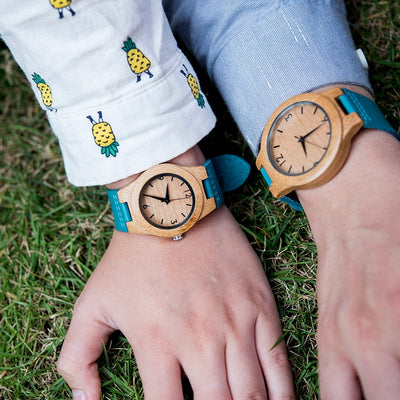 Montre Couple Originale Bracelet Cuir Bleu - Matchingmood