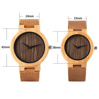 Montre Couple en Bamboo Dimensions