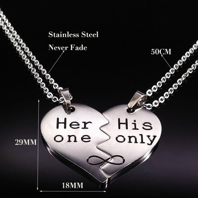 Collier Couple Coeur Séparable Dimensions