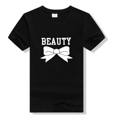 T-Shirt Couple Beauty and The Beast - femme Noir