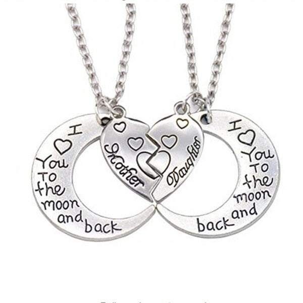 Collier Mère Fille Coeur Lune