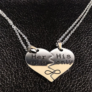 Collier Couple Coeur Her One His Only Forever