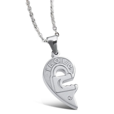 Collier Coeur Separable Couple Cadenas