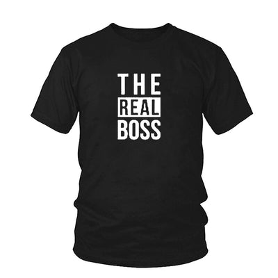 Tee Shirt Couple C'est Moi le Boss The Real Boss Noir