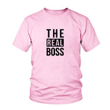 Tee Shirt Couple C'est Moi le Boss The Real Boss Rose