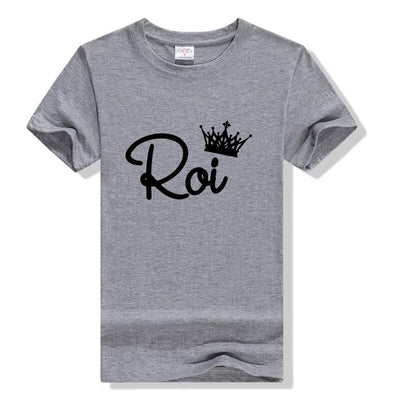 T-Shirt Couple Roi et Reine - Roi Gris - MatchingMood