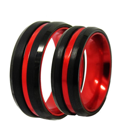Bague Rouge et Noir pour Couple Assorti