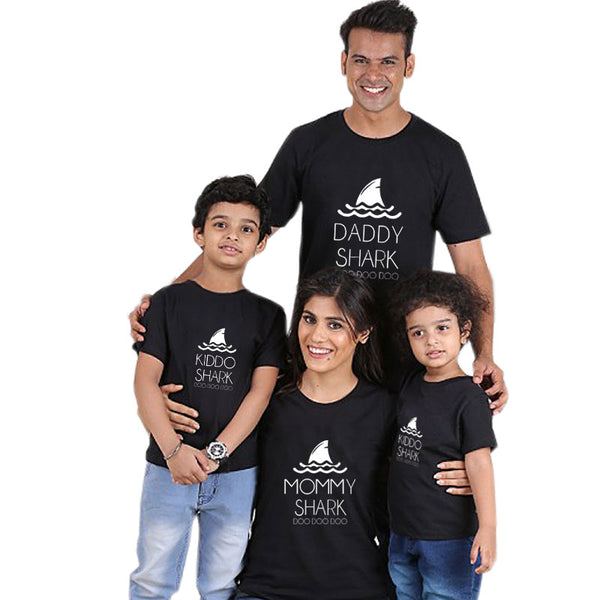 T Shirt Famille Shark Noir