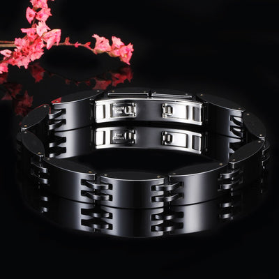Bracelet Couple en Céramique Noir Fermoir Papillon - MatchingMood