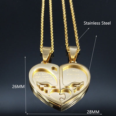 Collier Pendentif Couple Coeur Dimensions Or