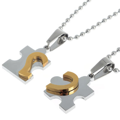 Collier Couple Puzzle Coeur Or