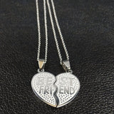 Collier Coeur Meilleure Amie BFF Argent