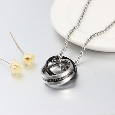 Collier Couple avec une Bague Noir - MatchingMood