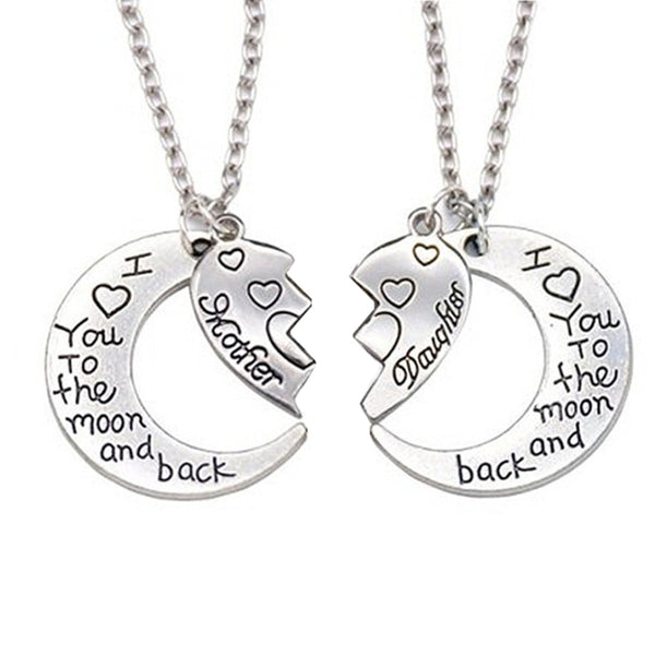 Collier Mère Fille Coeur Lune