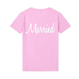 T Shirt Just Married Pour Couple - Married Rose