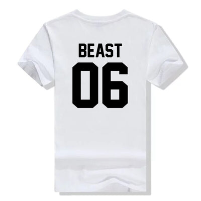 Couple T Shirt Beast 06 blanc