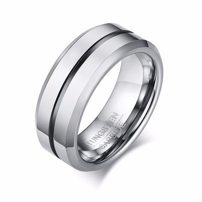 Bague Couple Tungstene Homme Ligne Noire