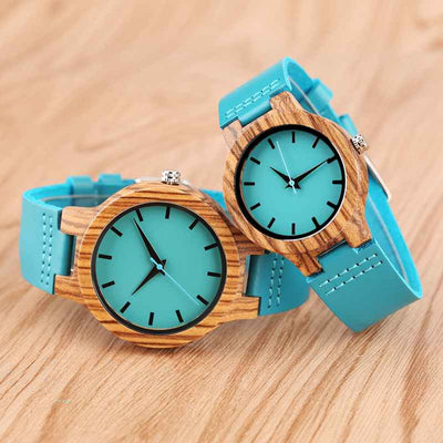 Montre Couple Bracelet en Cuir Bleu - MatchingMood