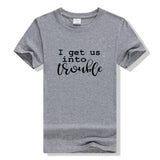 Tee Shirt Meilleures Amies Into Trouble Gris - MatchingMood
