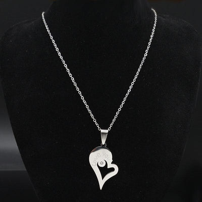 Collier Coeur Séparable Couple Love You argent